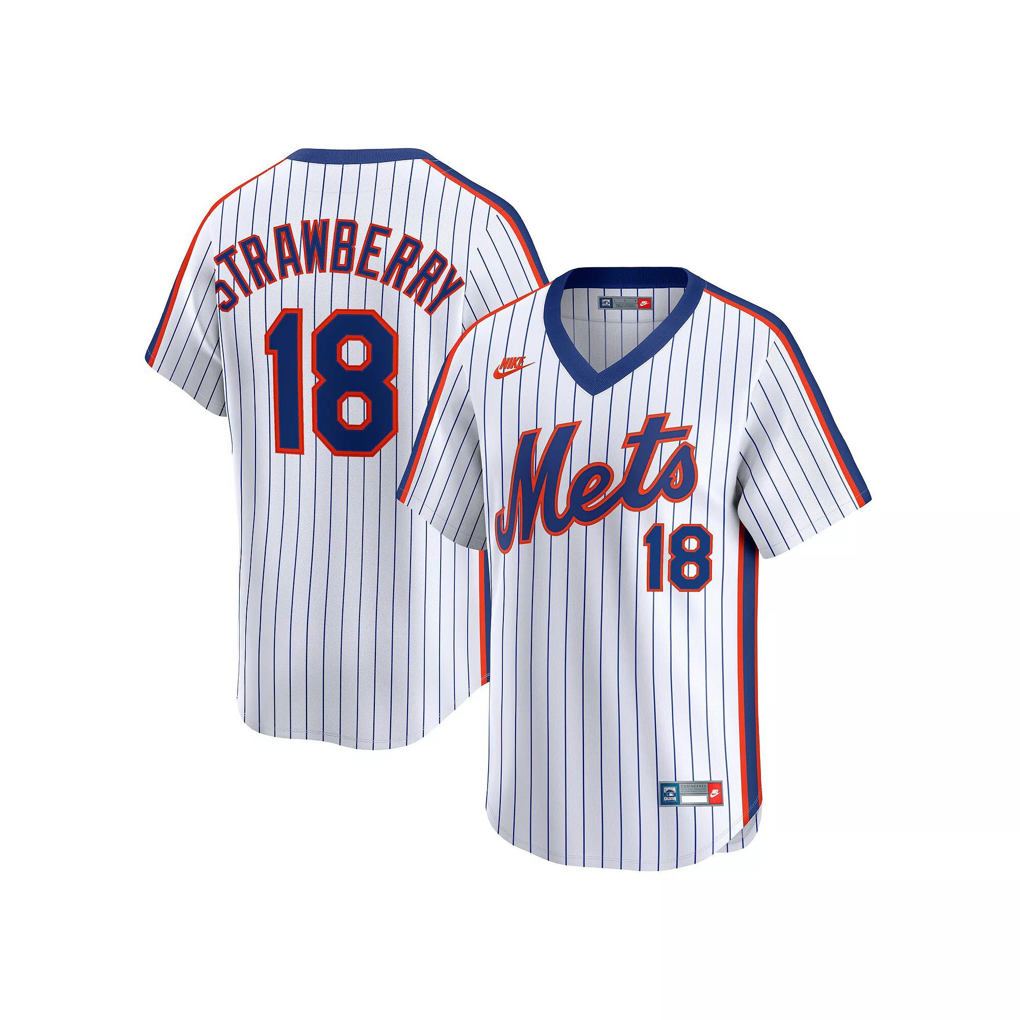Men's Nike Darryl Strawberry White New York Mets Throwback Cooperstown Collection Limited Jersey,  Product Image