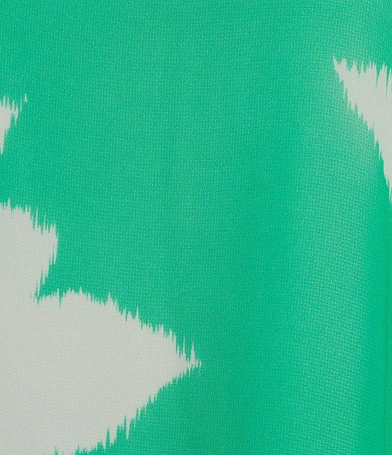 Slim Factor by Investments Simply Green Ikat Flower Placement Print Boat Neck 3/4 Sleeve Lined Tunic Product Image