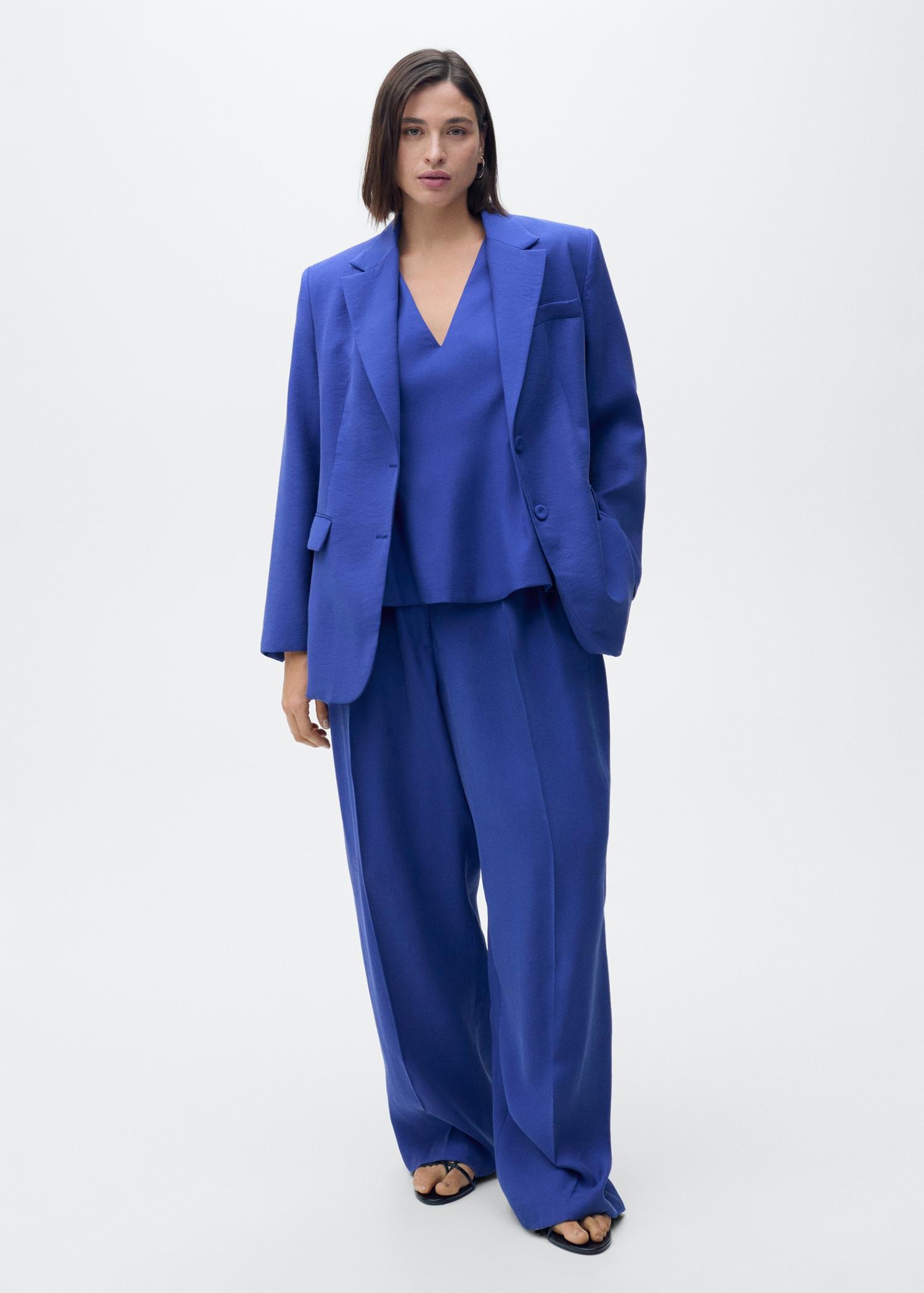Pleated wideleg suit trousers - Women | MANGO USA Product Image