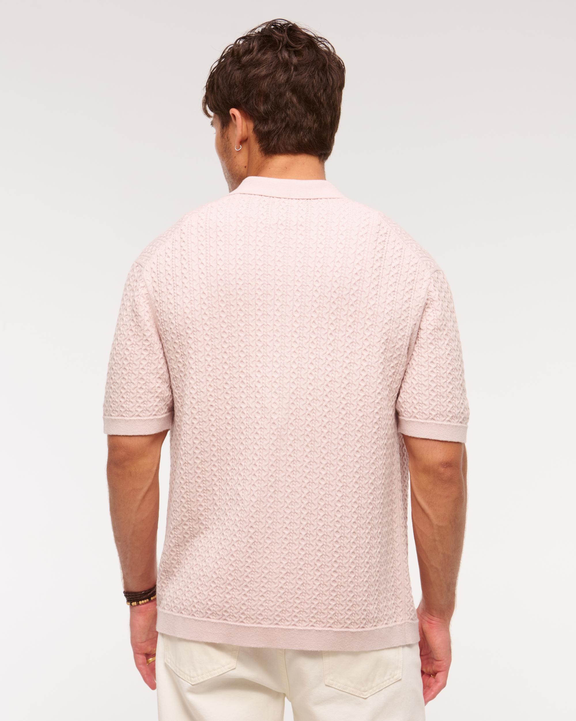 Cable Button-Through Sweater Polo Product Image