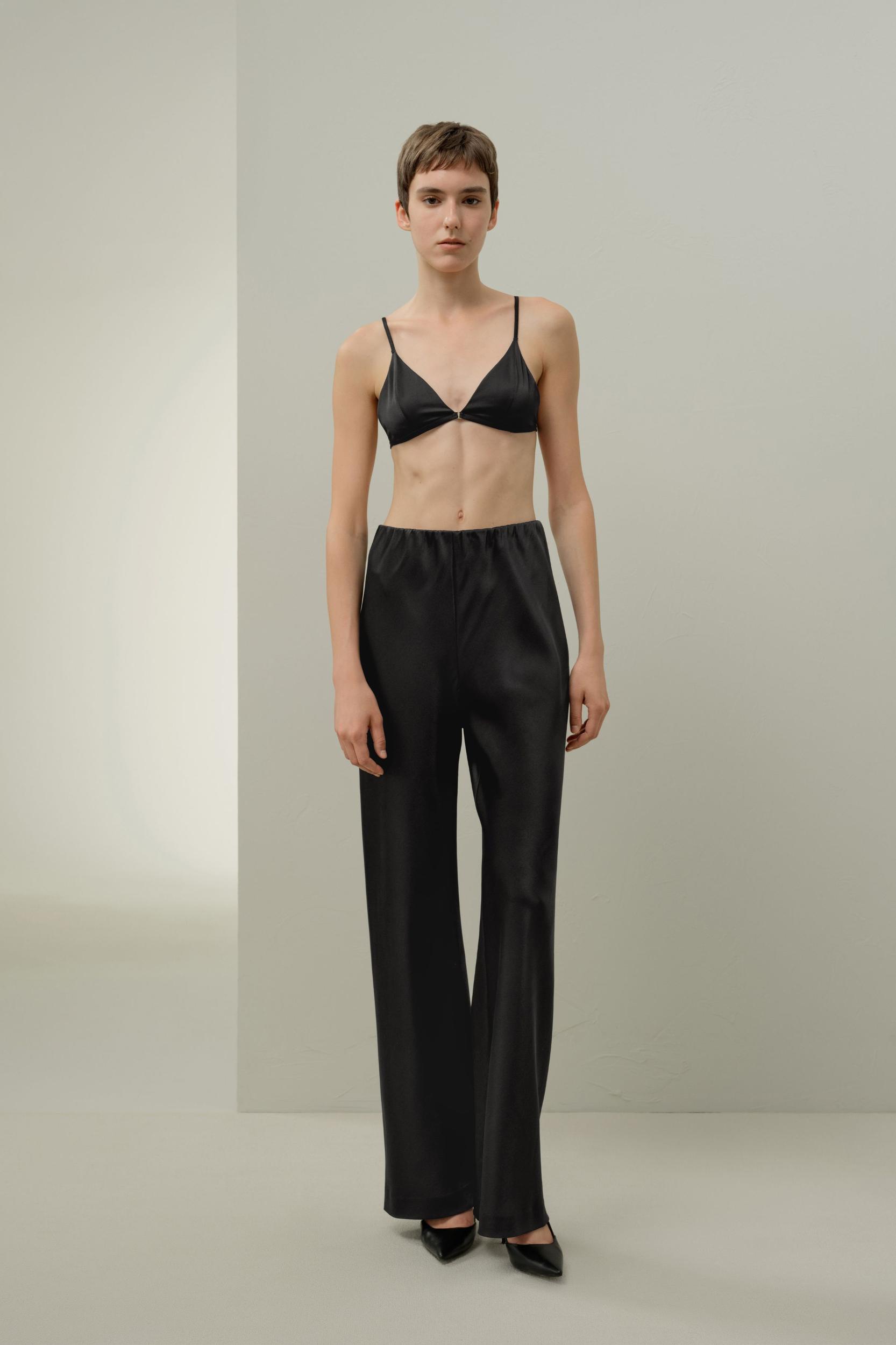 LILYSILK Women's Stretch Silk Triangle Bra, Black XS, Washable Comfort Product Image