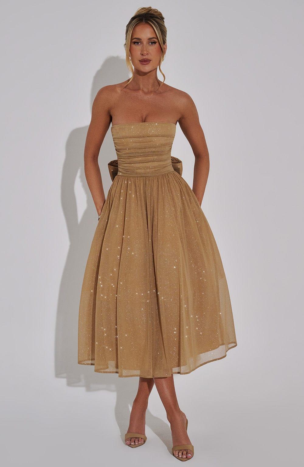Marissa Midi Dress - Gold Sparkle Product Image