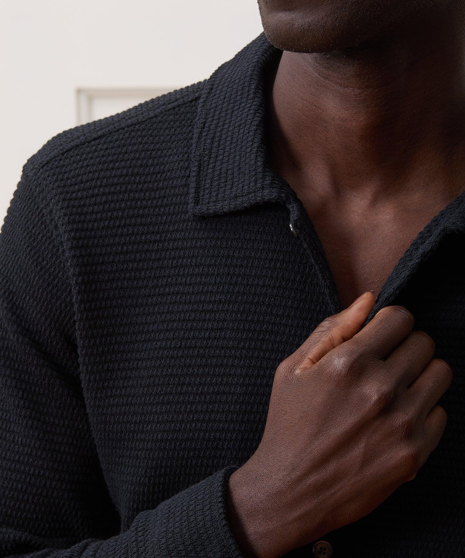 Textured Knit Polo Shirt Product Image