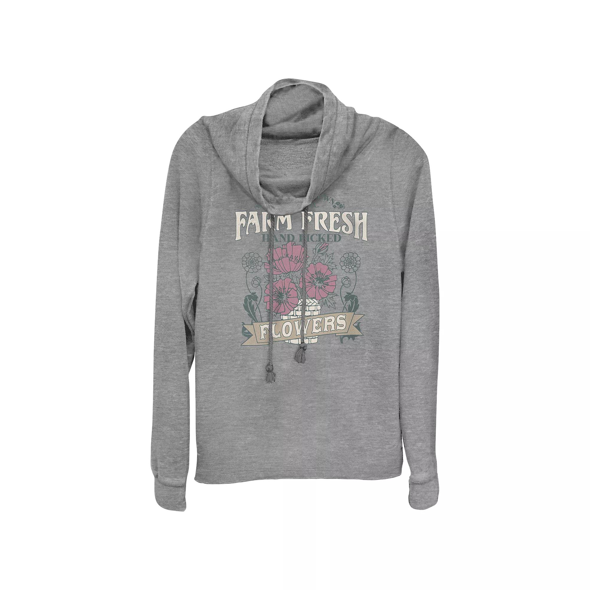 Women's Farm Fresh Flowers Cowlneck Graphic Lightweight Long Sleeve, Girl's,  Product Image