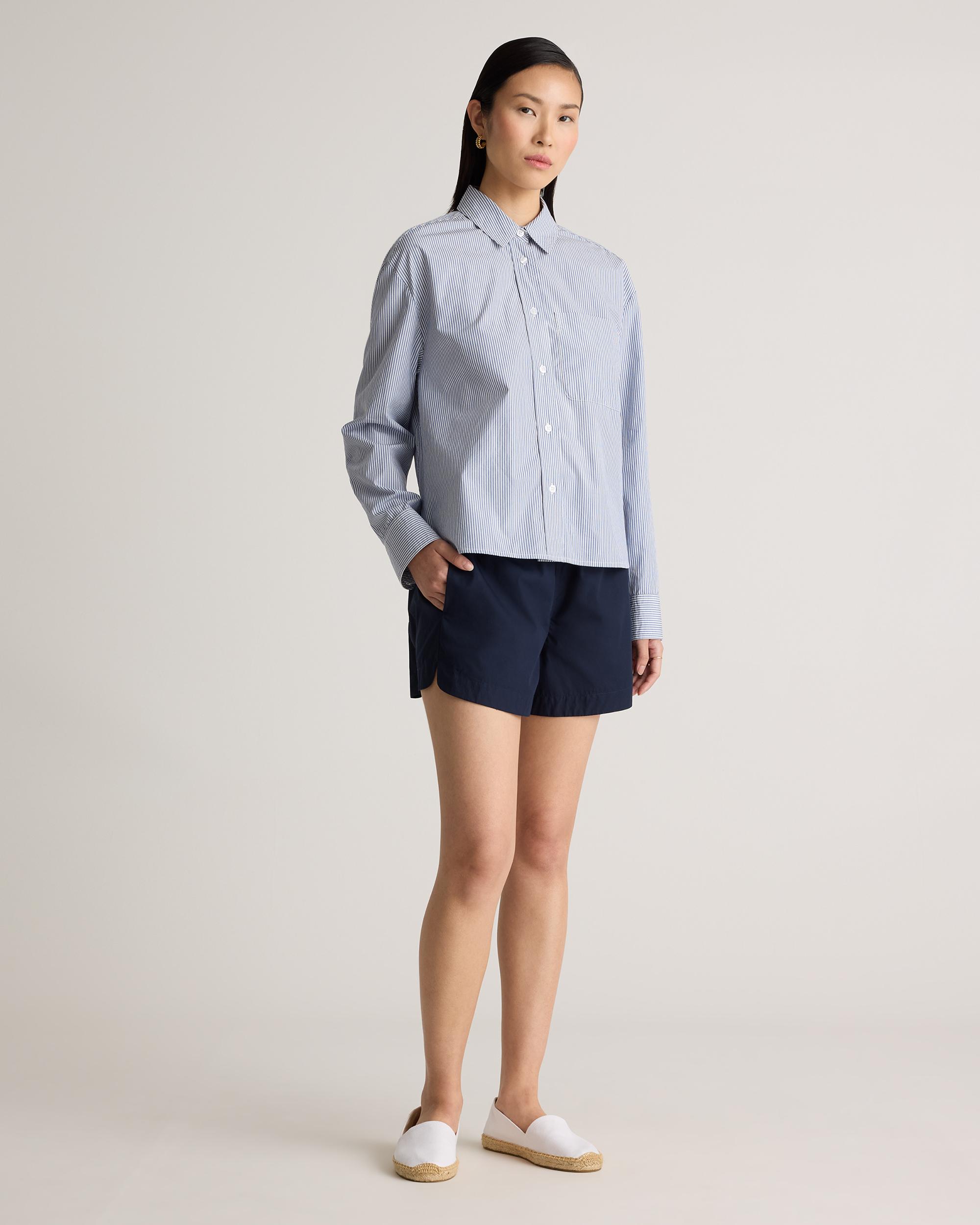 Quince | Women's Poplin Cropped Long Sleeve Shirt Organic Cotton Product Image