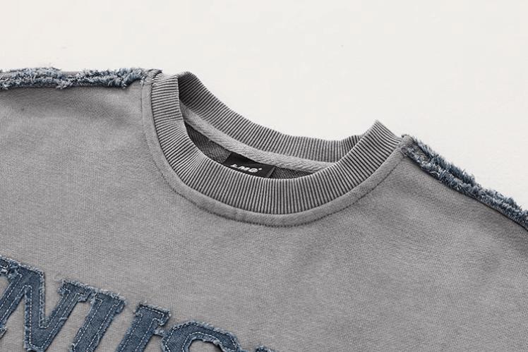 RT No. 11369 GRAY EMBROIDERED PULLOVER SWEATER Product Image