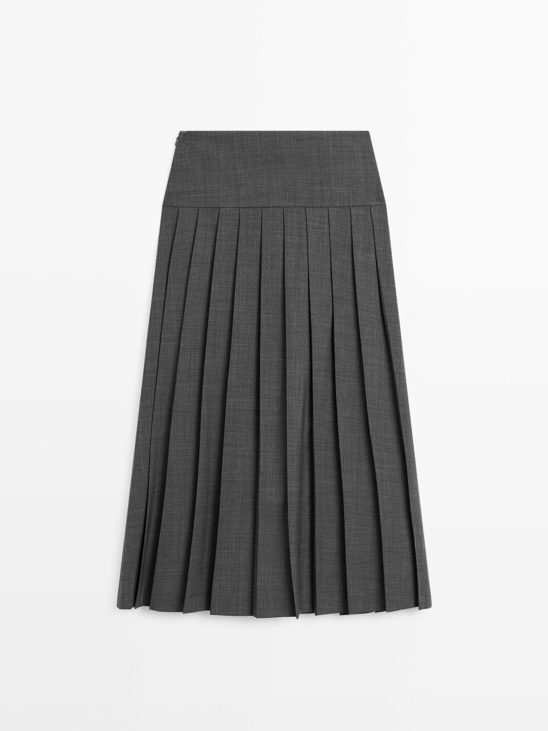Midi skirt with box pleats Product Image