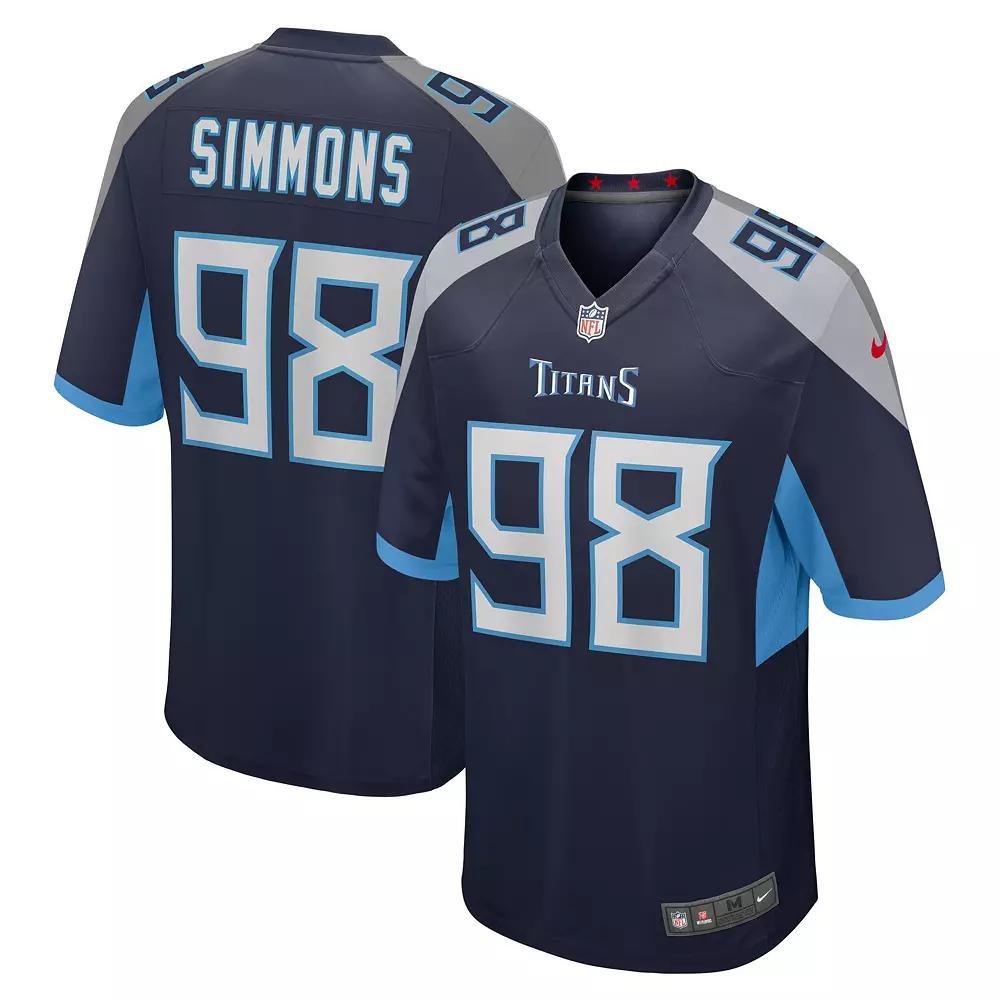 Men's Nike Jeffery Simmons Navy Tennessee Titans Game Jersey,  Product Image