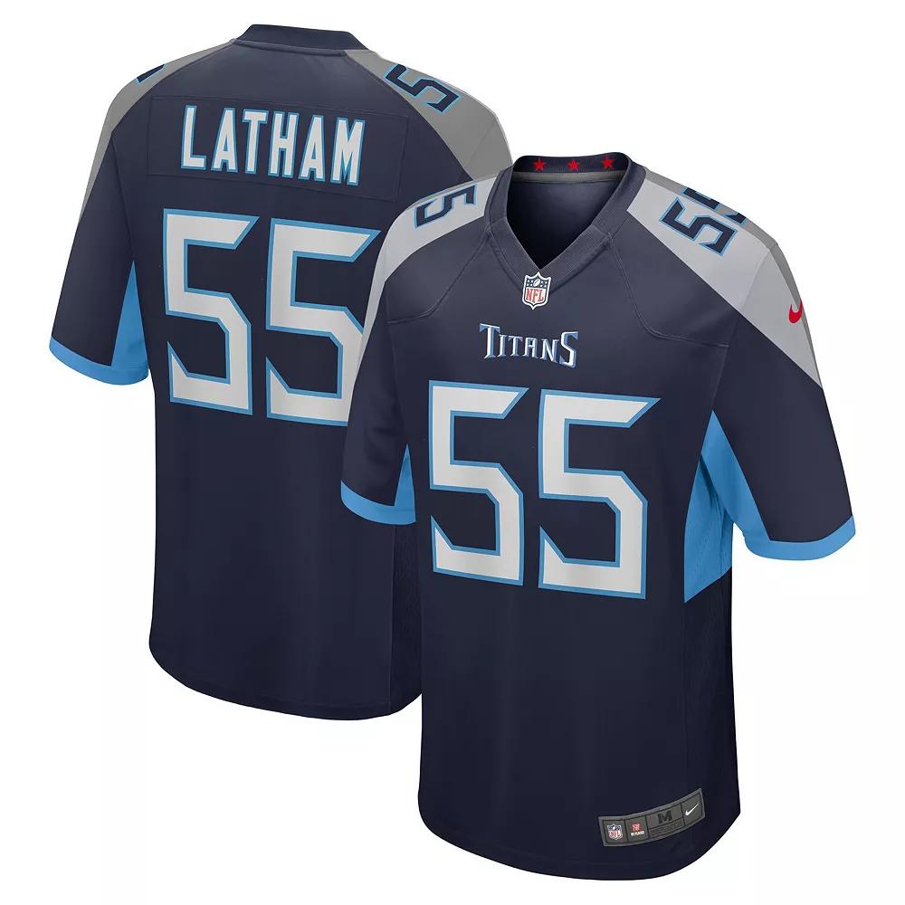 Men's Nike JC Latham Navy Tennessee Titans Player Game Jersey,  Product Image