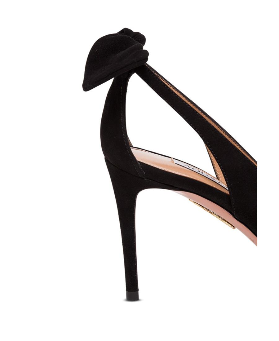 AQUAZZURA Bow Tie 85 Suede Pumps In Black Product Image