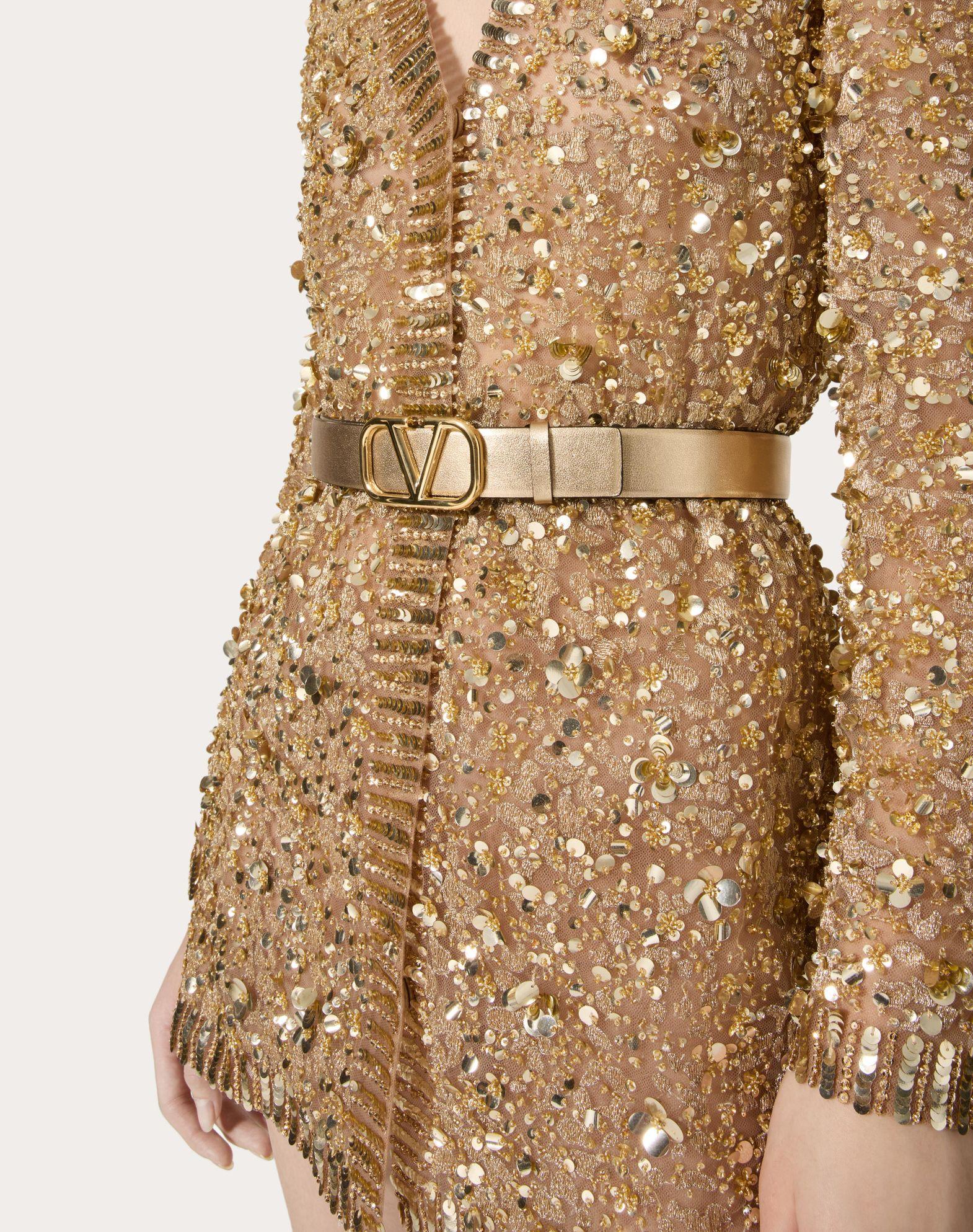 Vlogo Signature Reversible Belt In Metallic And Shiny Calfskin 30 Mm Product Image