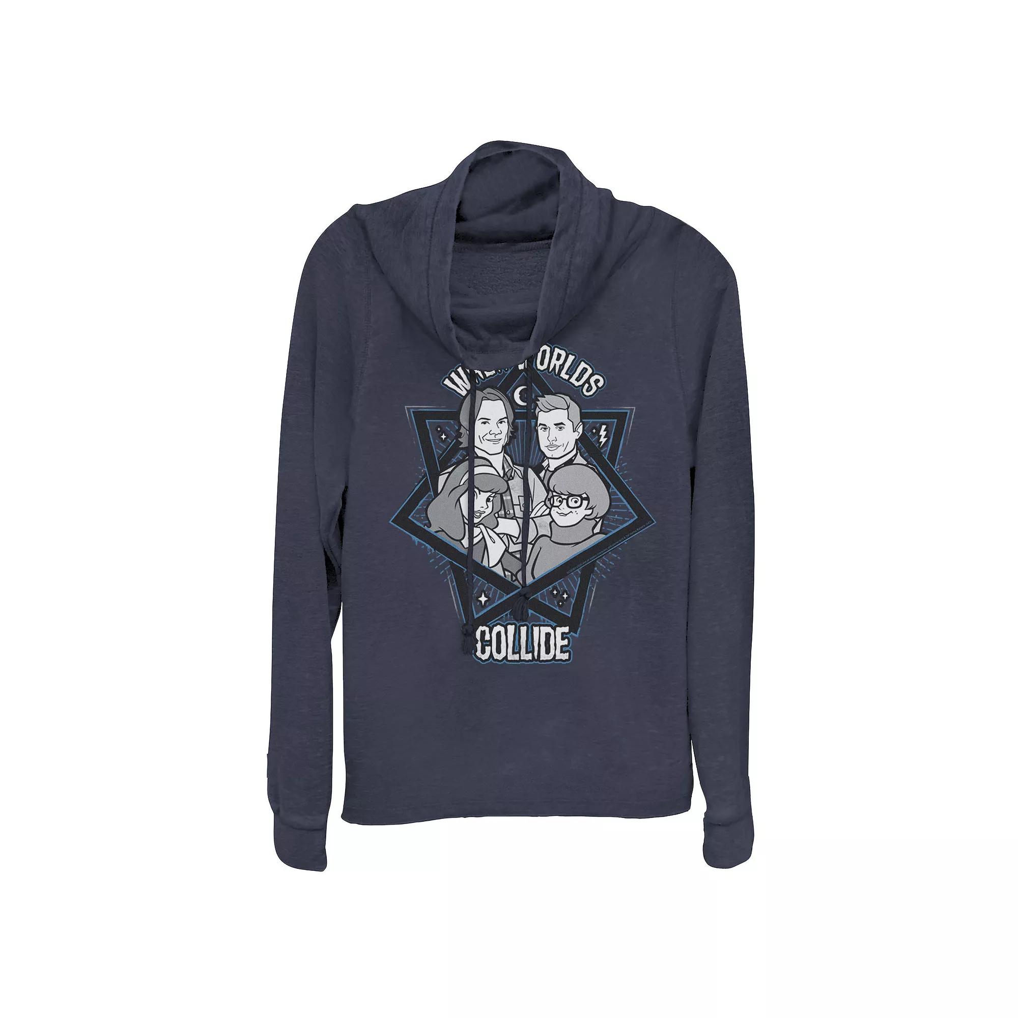 Juniors' Nintendo Super Mario Bro's Piranha Tis The Season Cowlneck Graphic Lightweight Long Sleeve, Girl's,  Product Image