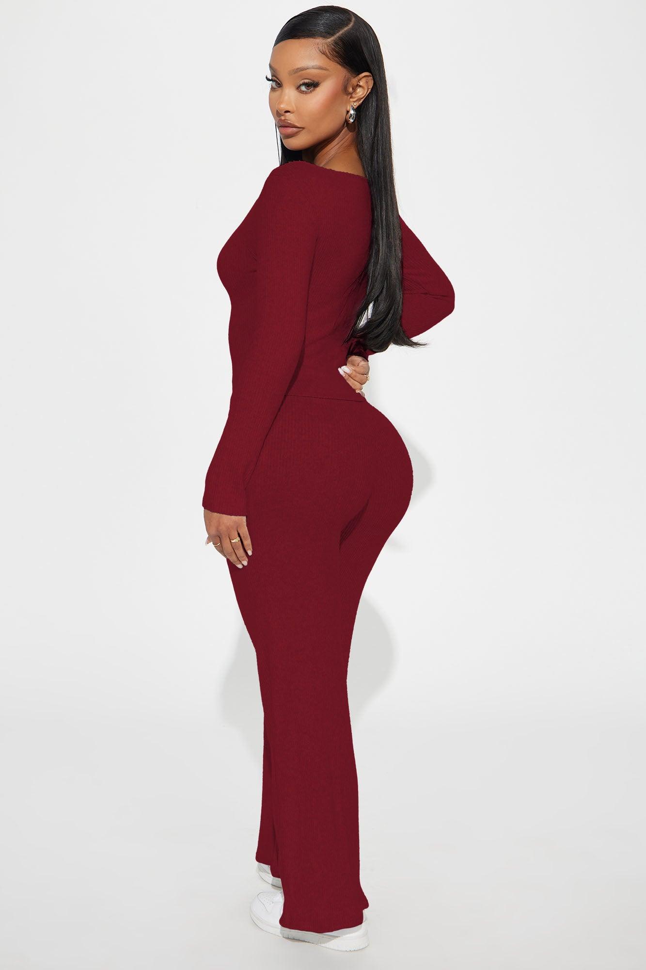 Petite Harper Cozy Pant Set - Red Product Image