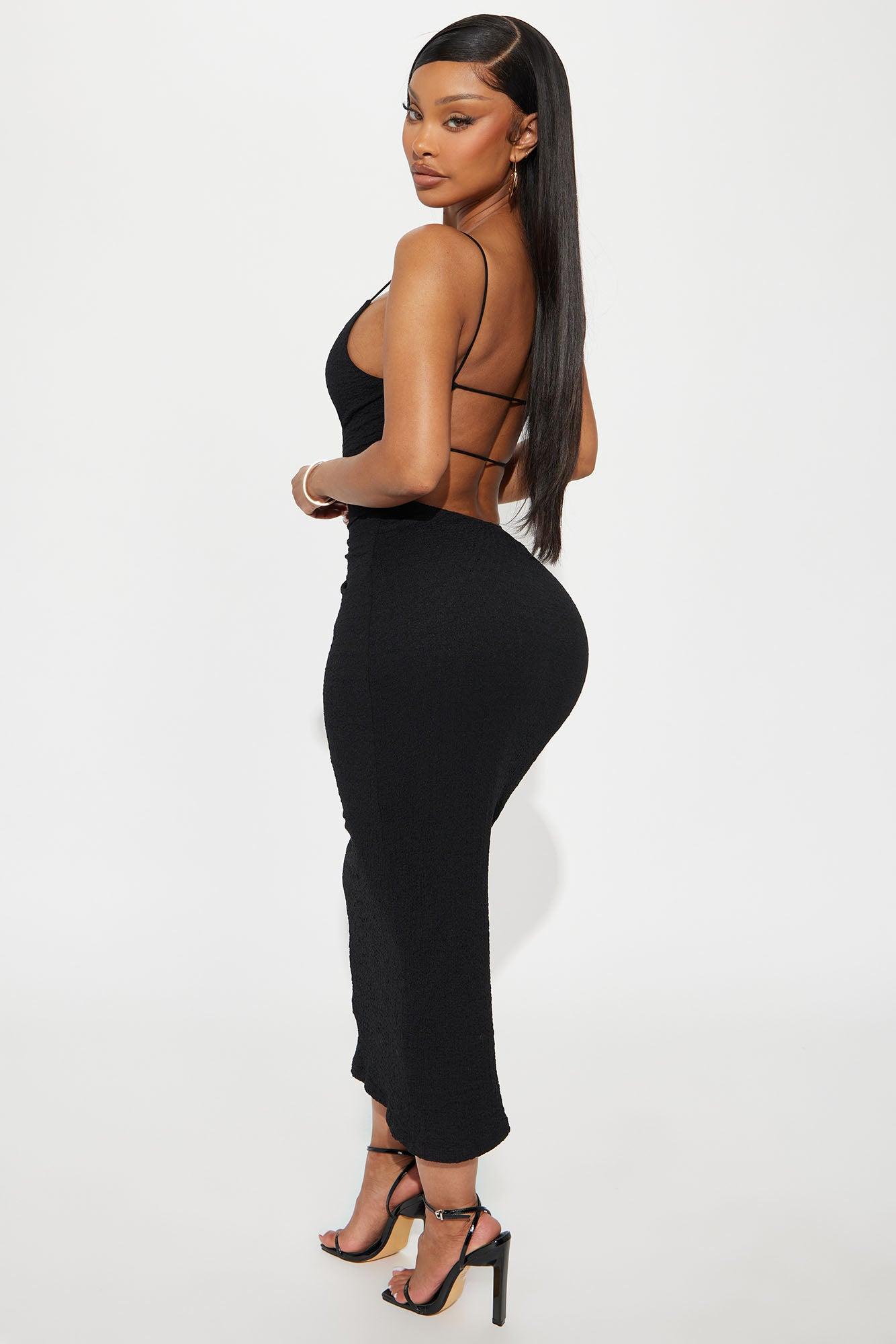 Veronica Textured Maxi Dress - Black Product Image