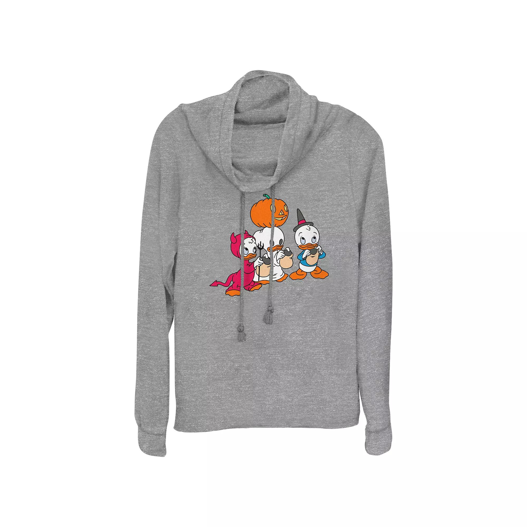 Disney's Huey Dewey Louie Trick Or Treating Women's Cowlneck Graphic Lightweight Long Sleeve,  Product Image