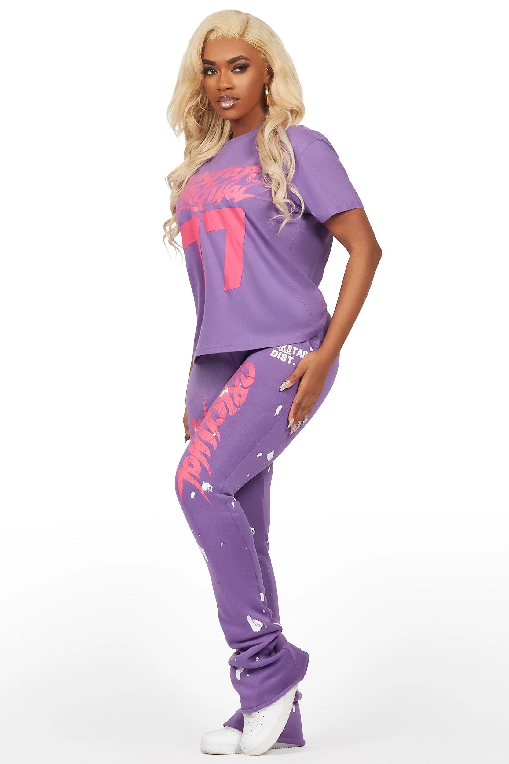 Tayonna Purple T-Shirt Trackset Female Product Image