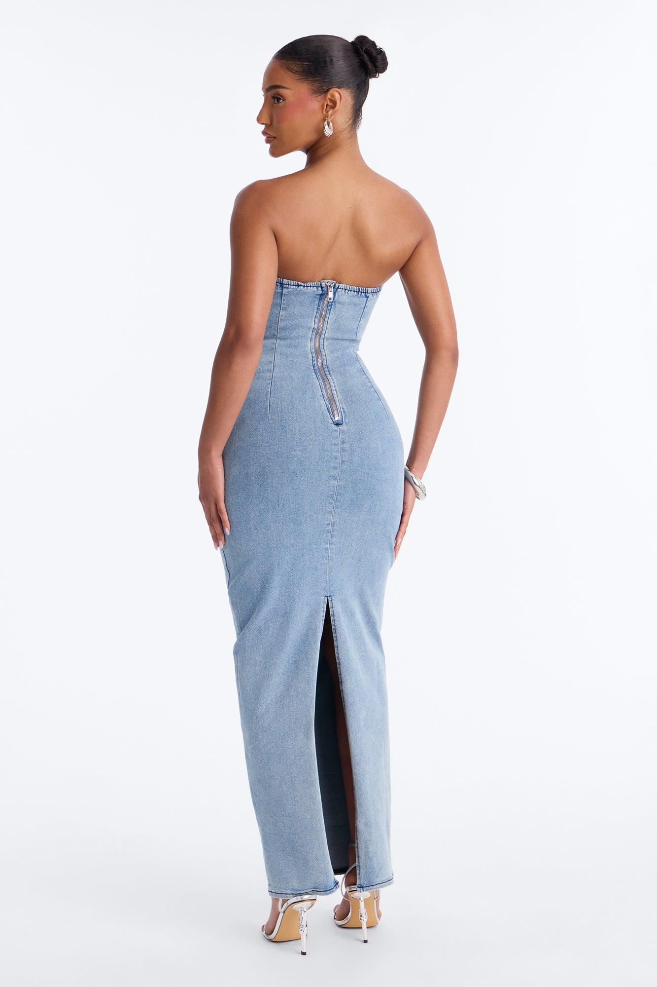 Y2K Muse Denim Maxi Dress - Denim Female Product Image