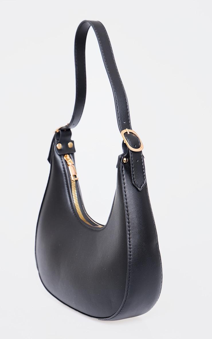 Black Curved PU Shoulder Bag Product Image