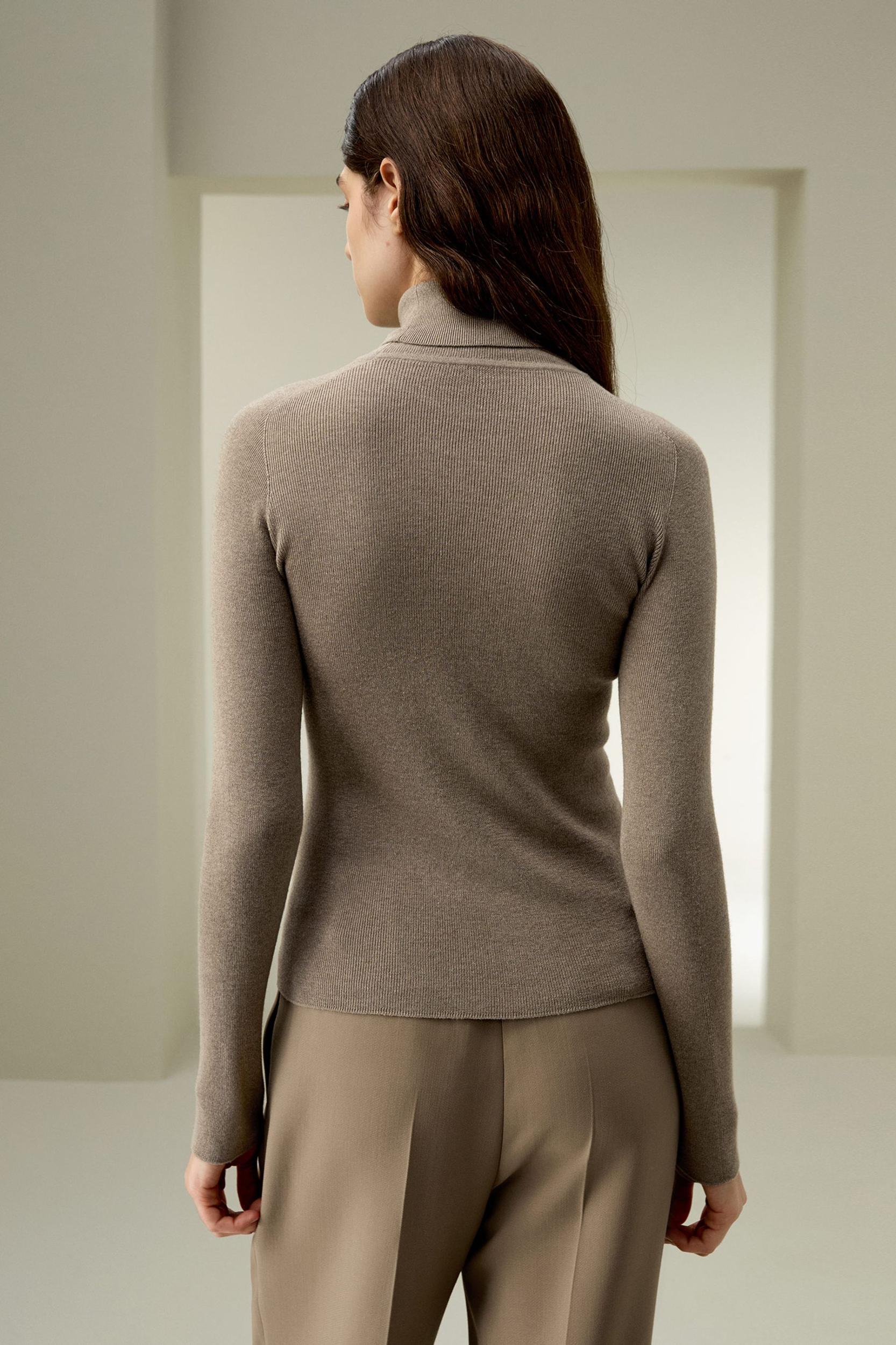 LILYSILK Silk Jumper Women'S - Brown Silk and Cashmere - Comfort Insulating Jumpers L Product Image