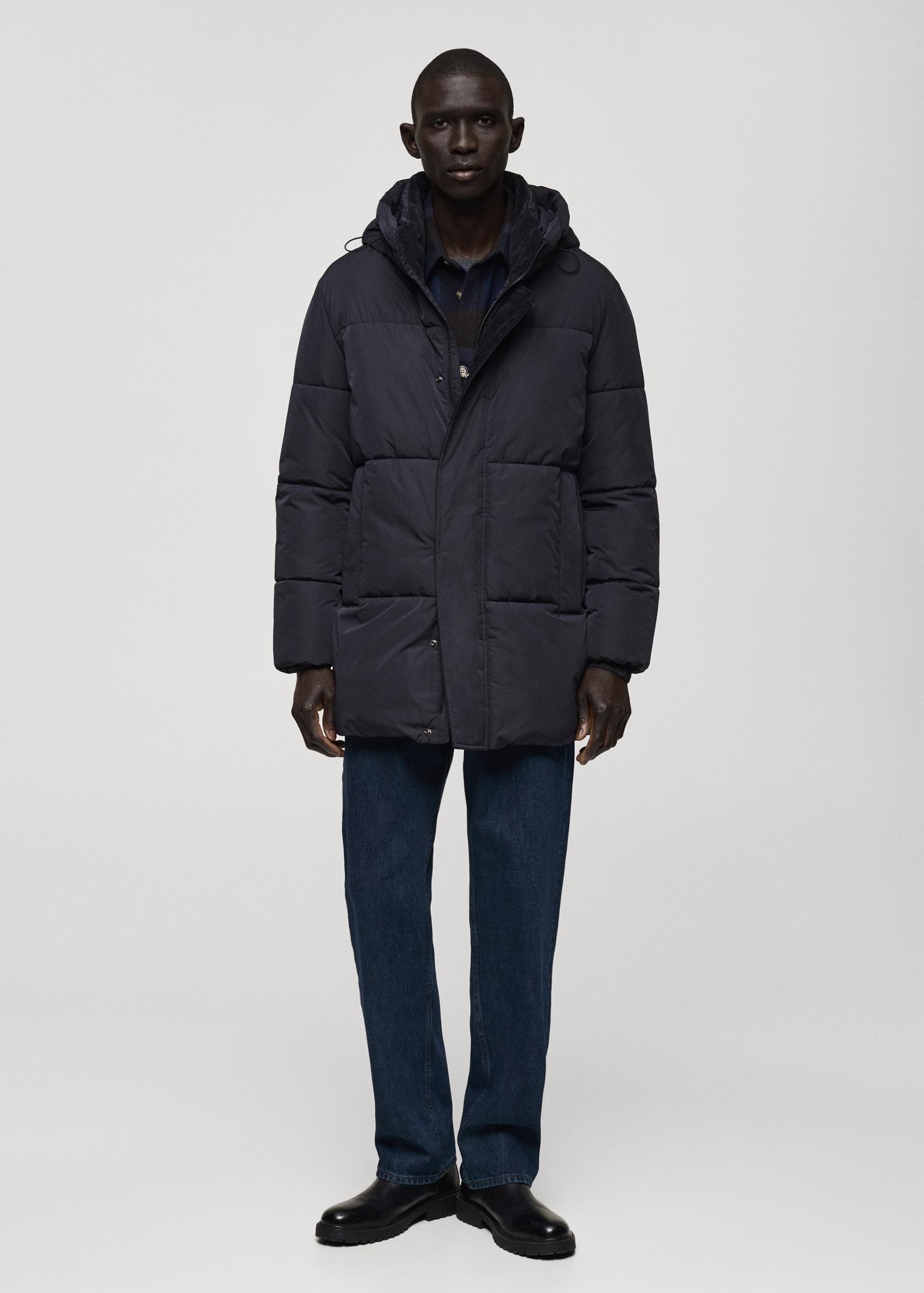 Water-repellent hooded quilted anorak - Men | MANGO USA Product Image