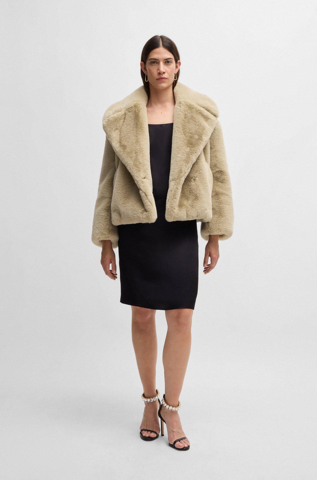 Cropped coat in plush teddy fabric Product Image