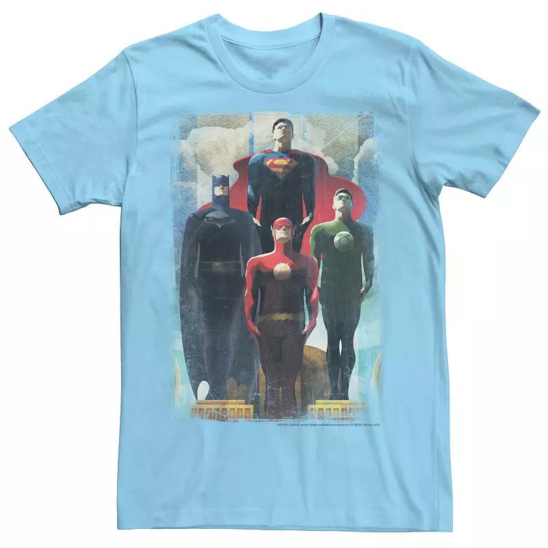 Men's Justice League Faded Poster Graphic Tee, Size: XXL, Light Blue Product Image