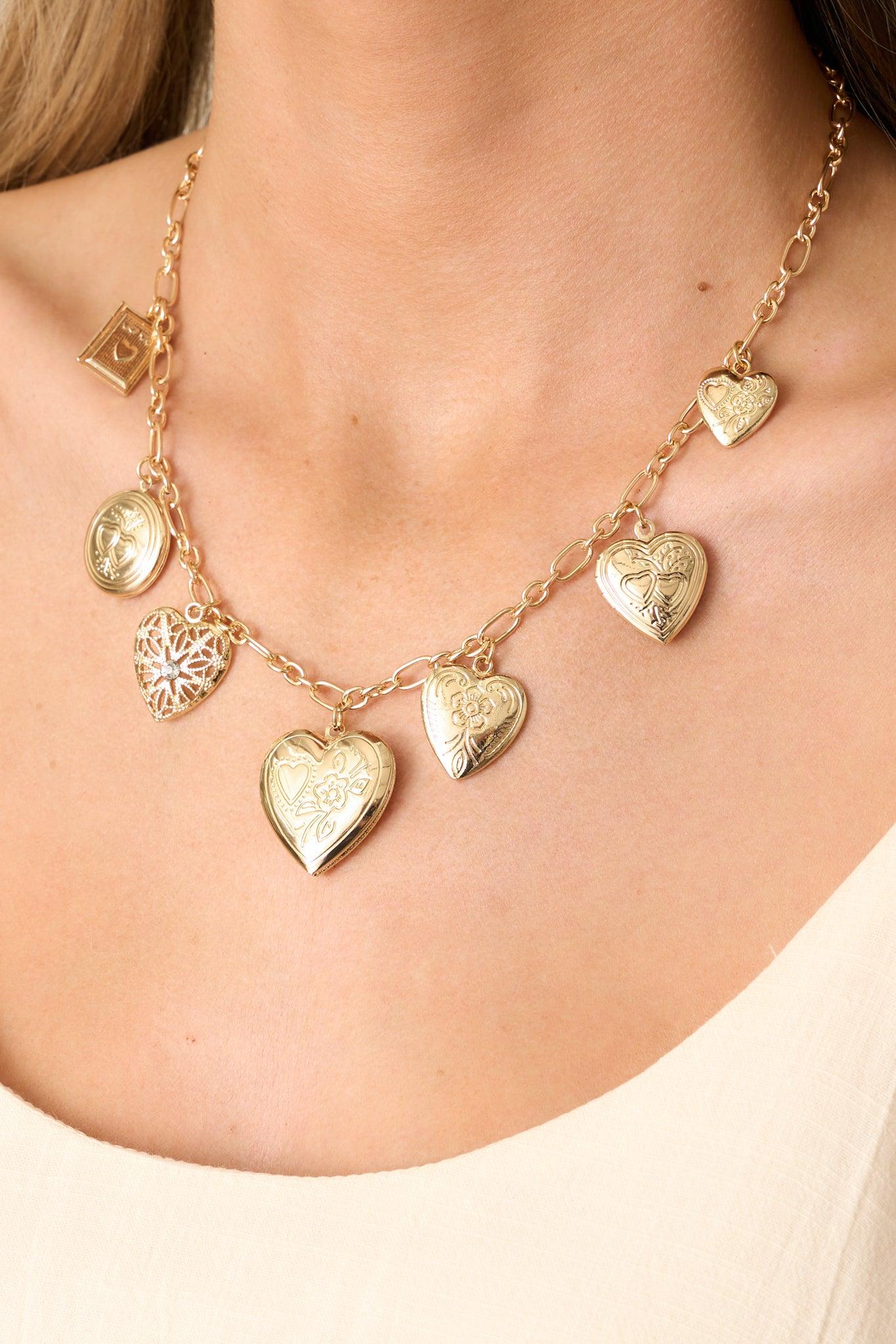 Find Your Happy Place Gold Locket Charm Necklace Product Image