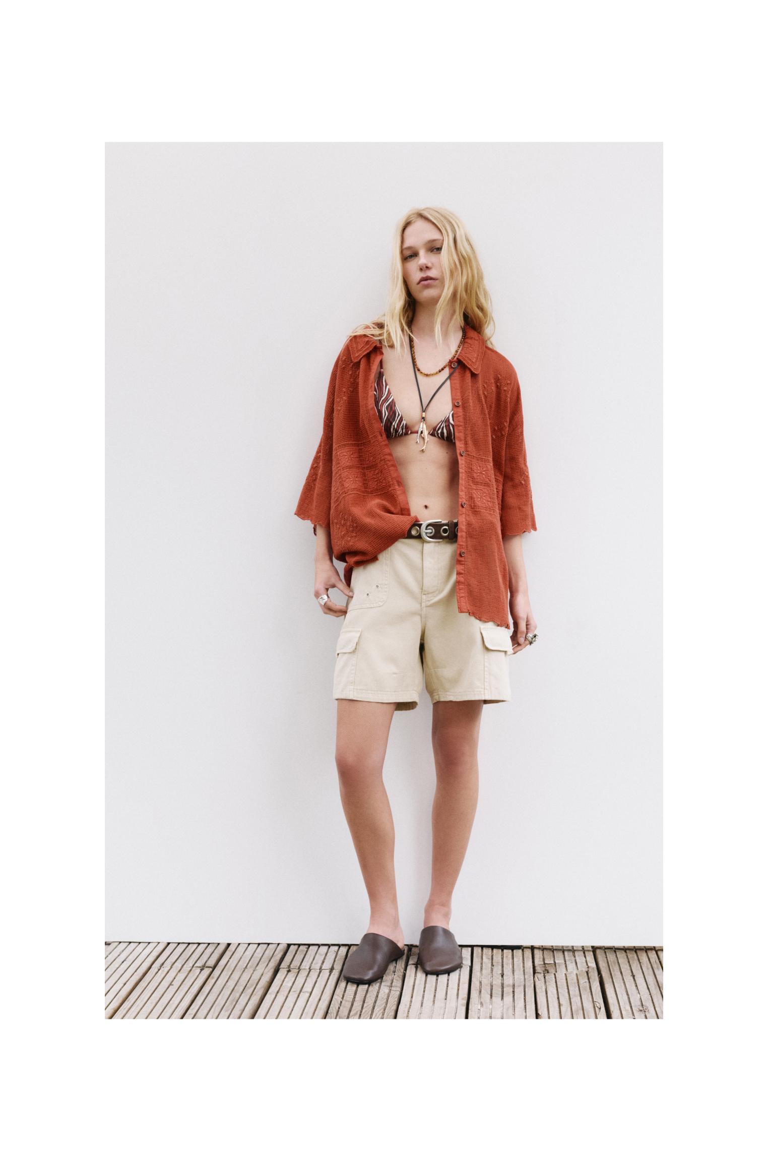 Embroidered cutwork shirt Product Image