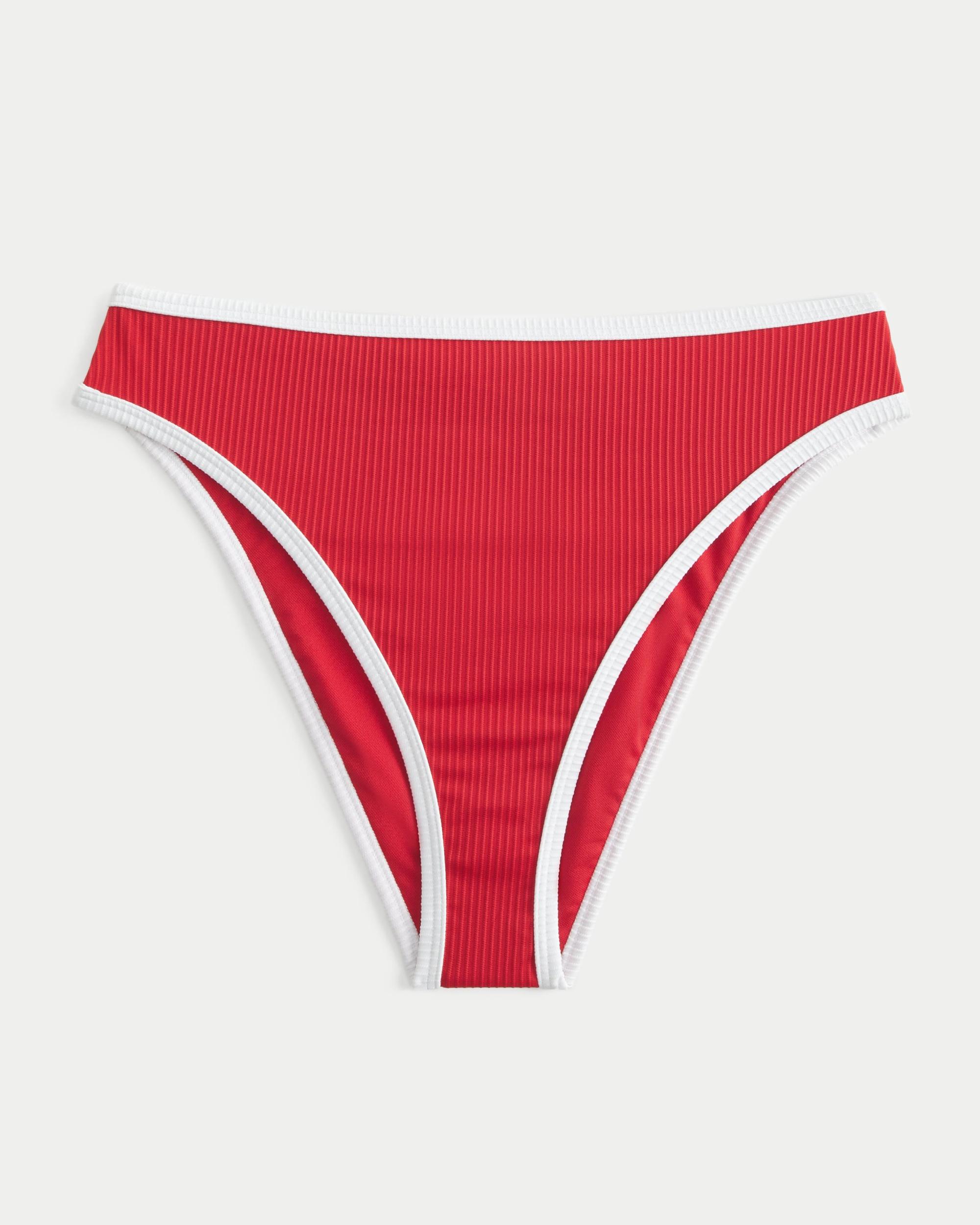Curvy High-Leg High-Waist Ribbed Cheeky Bikini Bottom Product Image