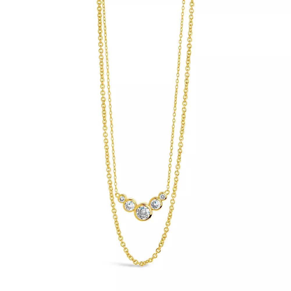 MC Collective Cubic Zirconia Bezel Layered Chain Necklace, Women's, Size: 16/18+2", Silver Tone Product Image