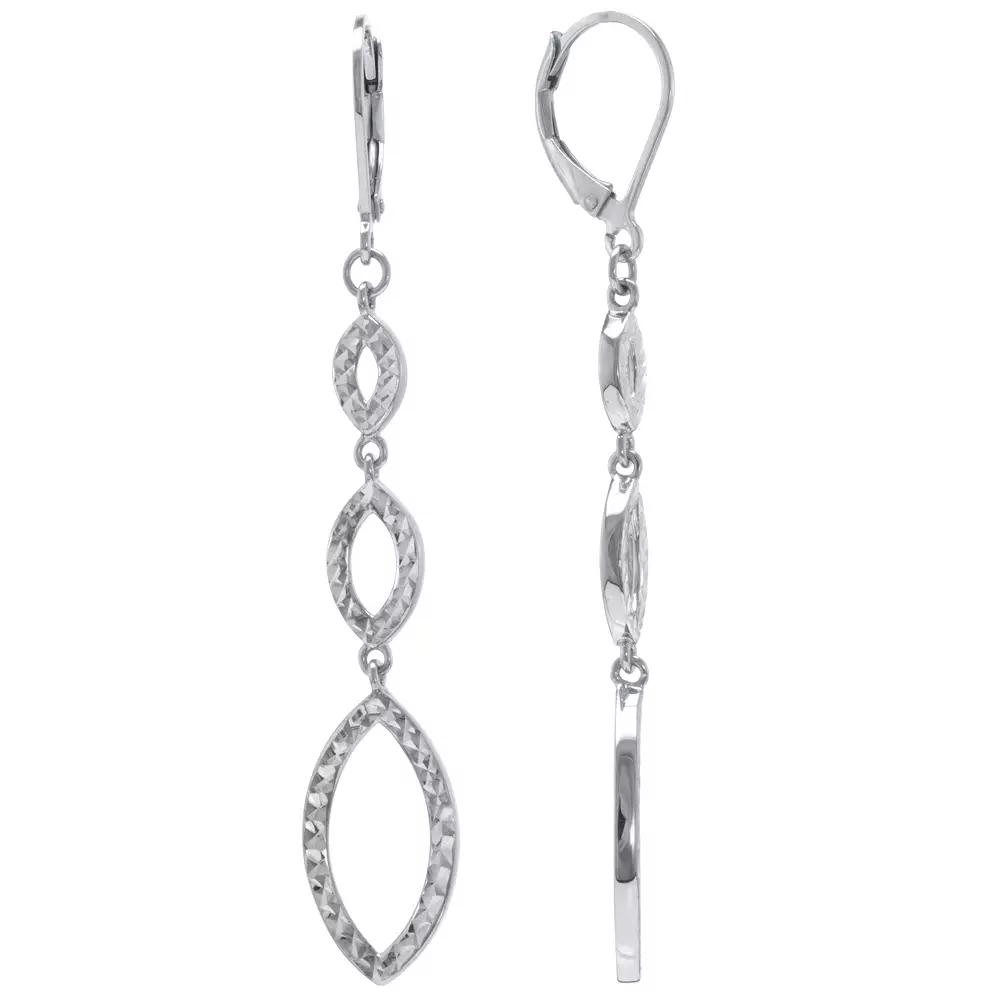 Judy Crowell Sterling Silver Diamond Cut Triple Drop Earrings, Women's Product Image