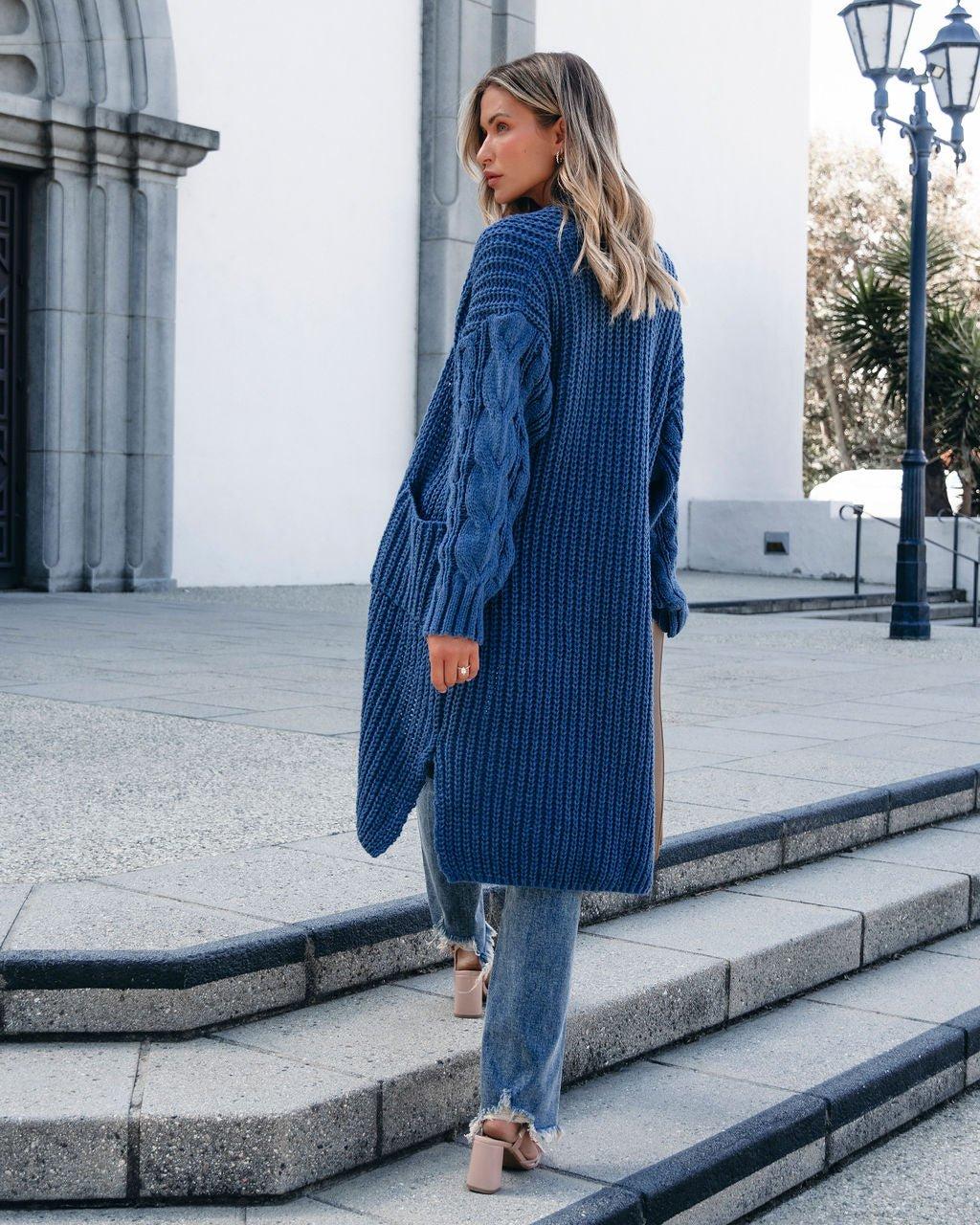 Muse By Magnolia Blue Chunky Duster Cardigan - FINAL SALE Female Product Image