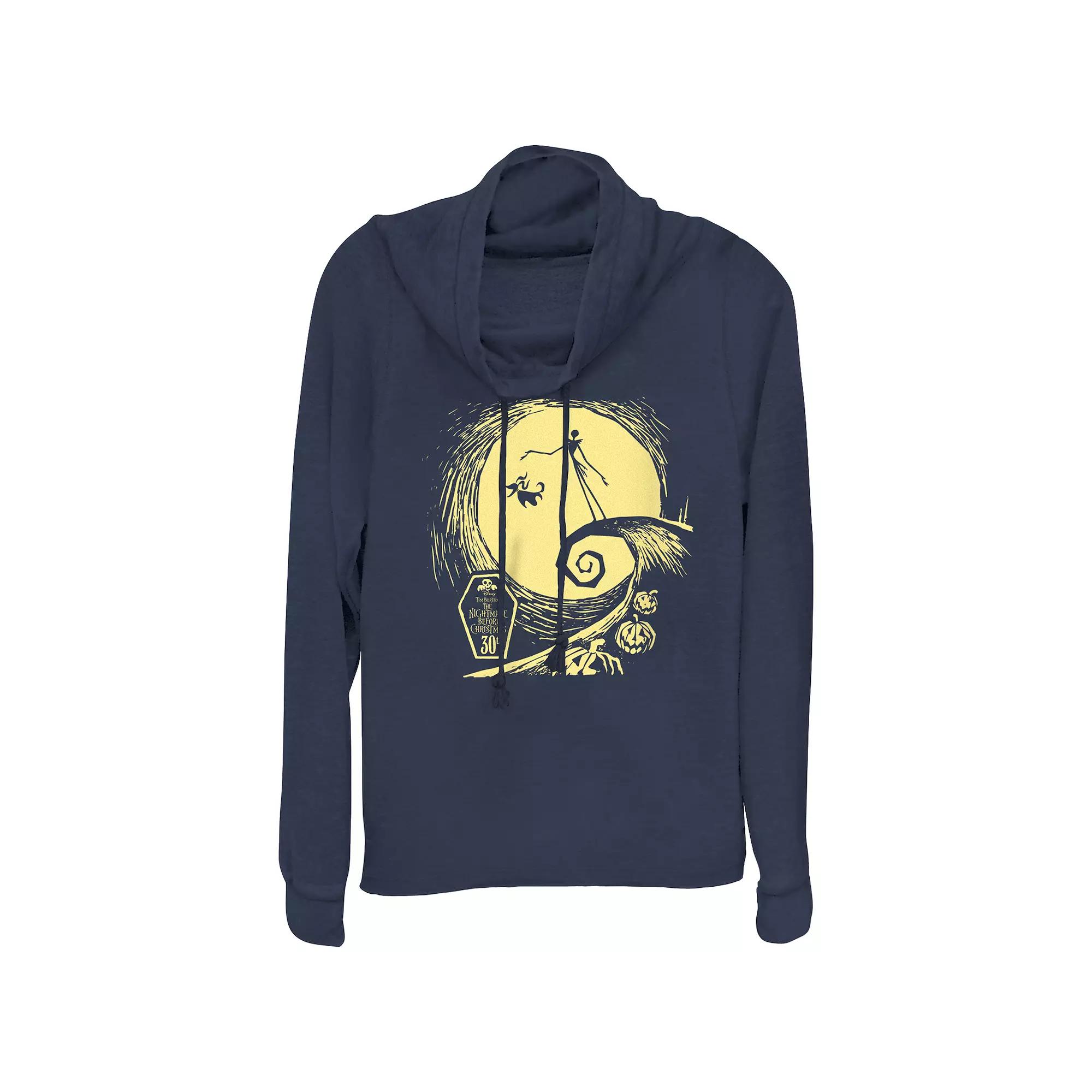 Disney's The Nightmare Before Christmas Jack Skellington Spiral Hill Plus Size Cowlneck Graphic Lightweight Long Sleeve, Women's, Size: 2XL, Blue Product Image