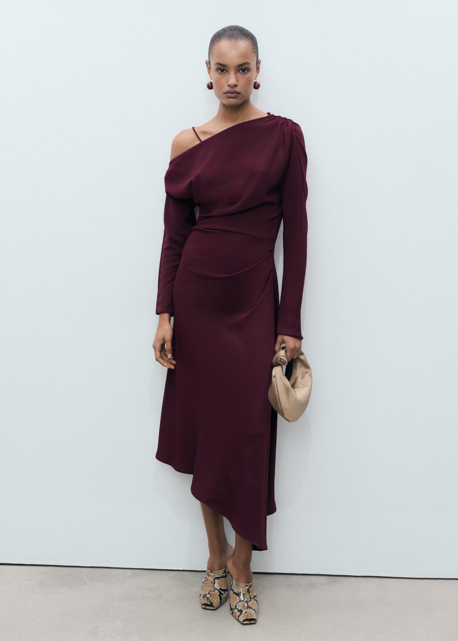 Asymmetrical midi-dress - Women | MANGO USA Product Image