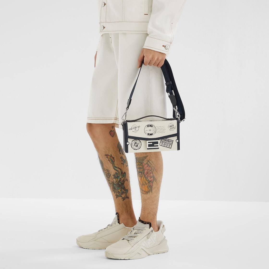 Soft Trunk BaguetteWhite canvas printed bag Product Image