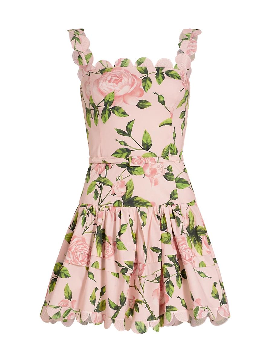 Womens English Roses Scallop Tiered Minidress Product Image