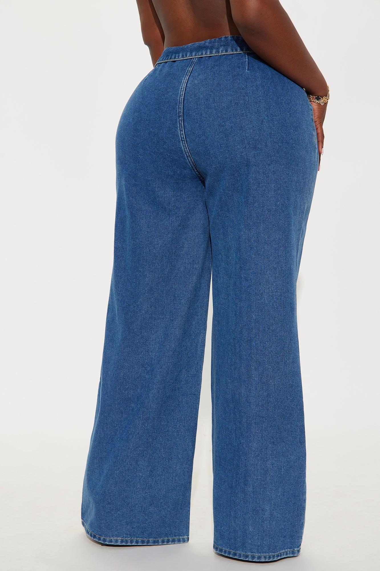 So Inspired Foldover Waistband Trouser Jeans - Medium Wash Product Image