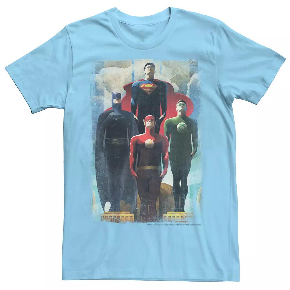 Men's Justice League Faded Poster Graphic Tee, Size: XXL, Light Blue Product Image