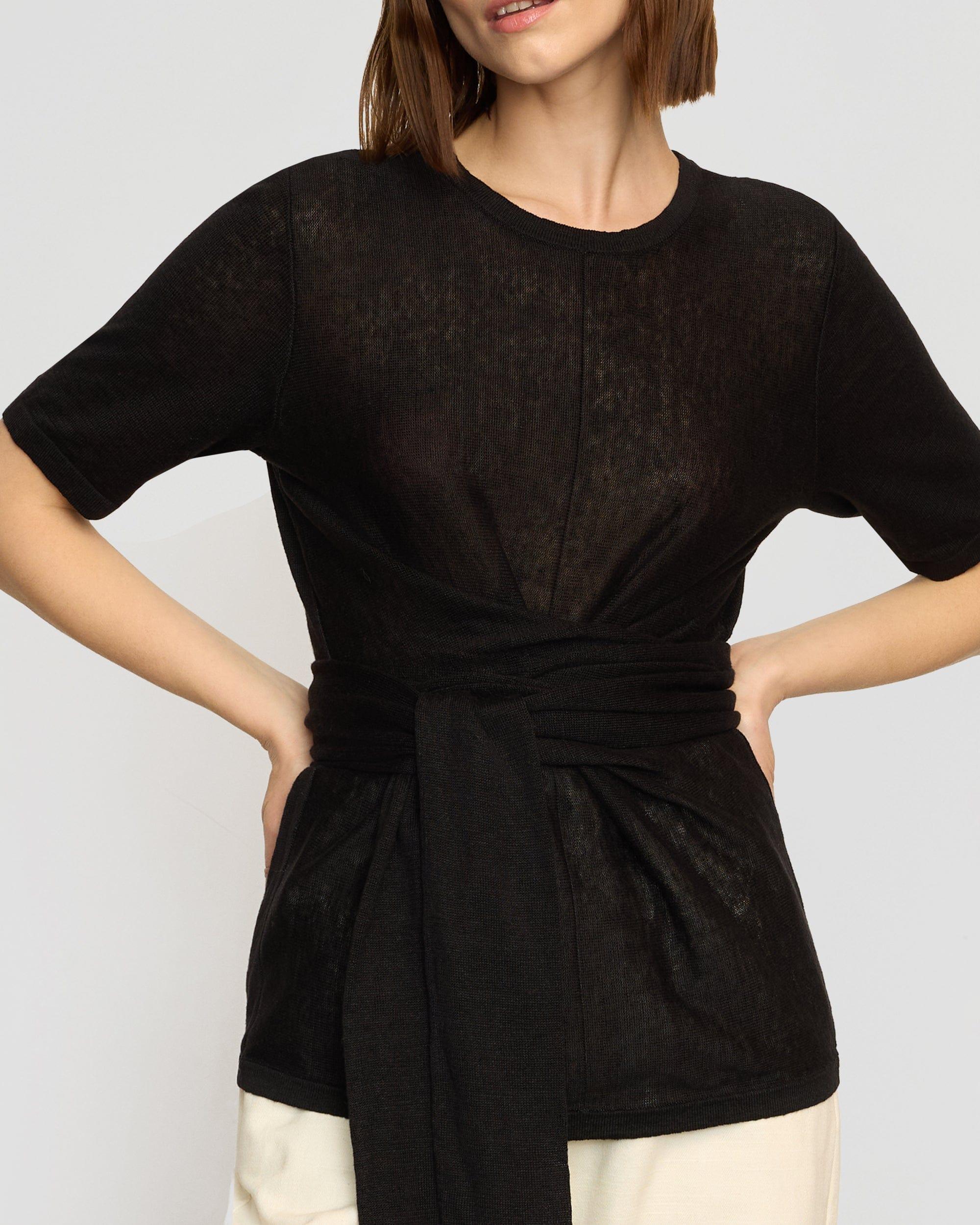 Lark Tie-Front Linen Sweater Product Image