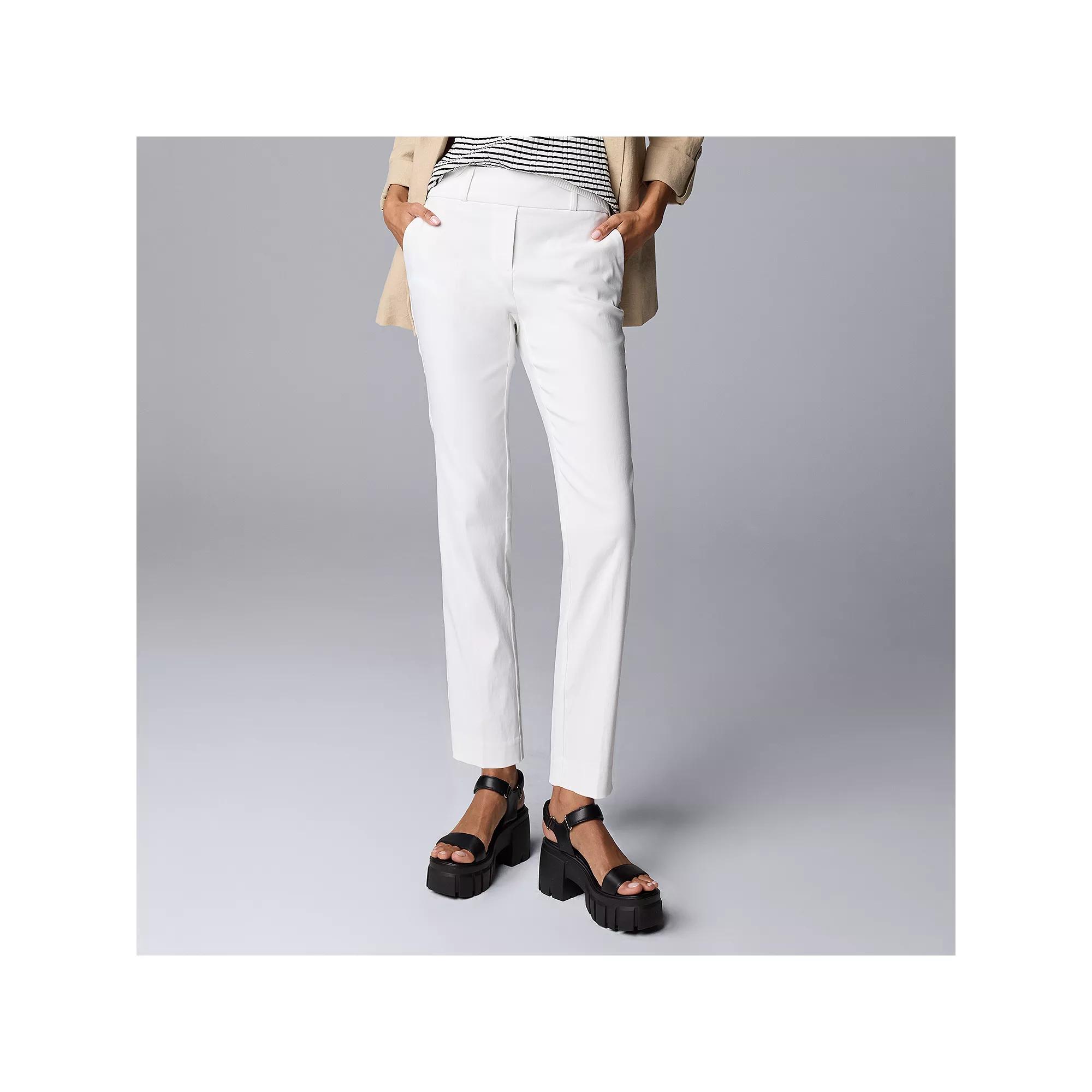 Women's Simply Vera Vera Wang Polished Twill Ankle Pants, Size: Small, Modern White Product Image