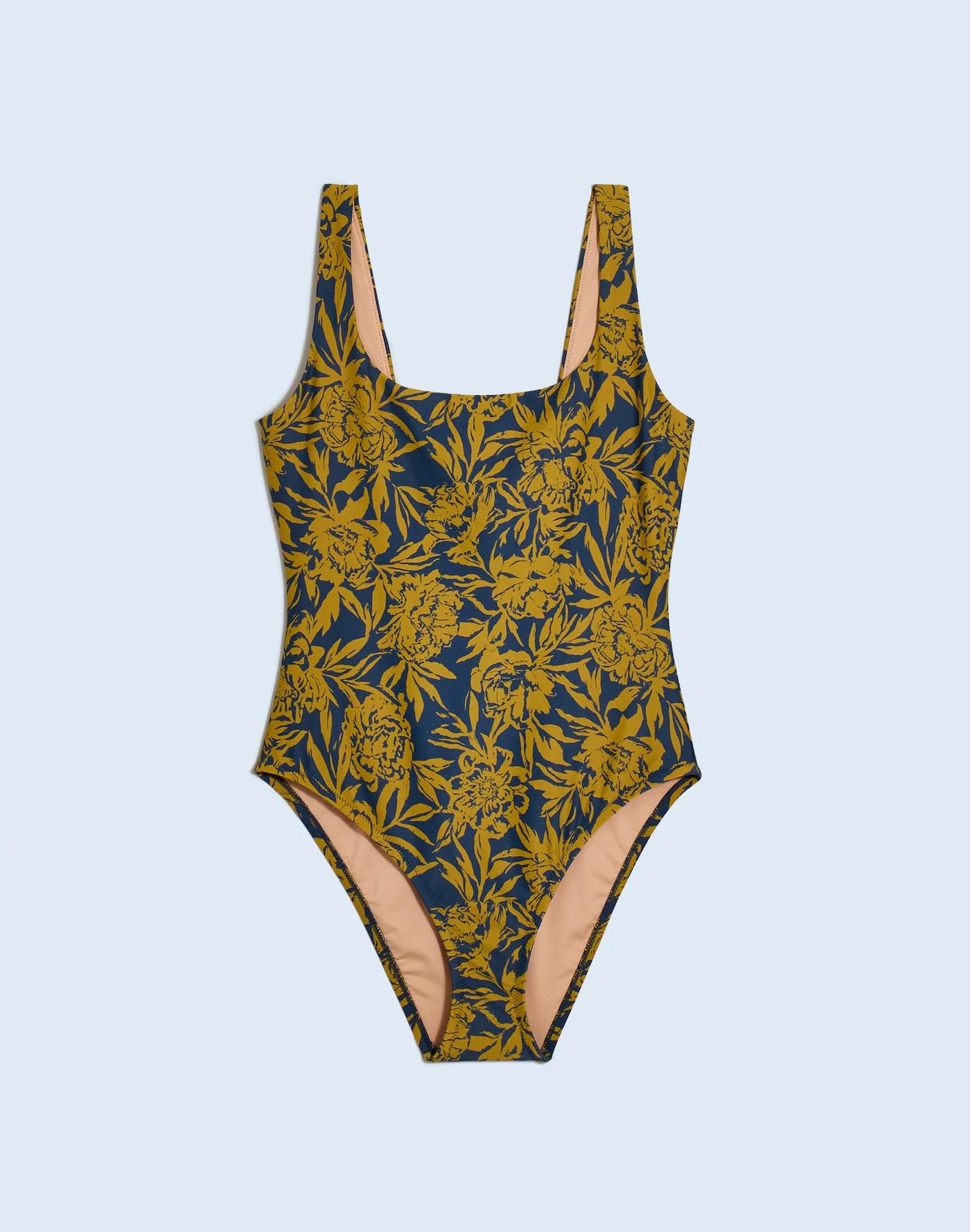 Scoop-Neck One-Piece Swimsuit in Floral Product Image