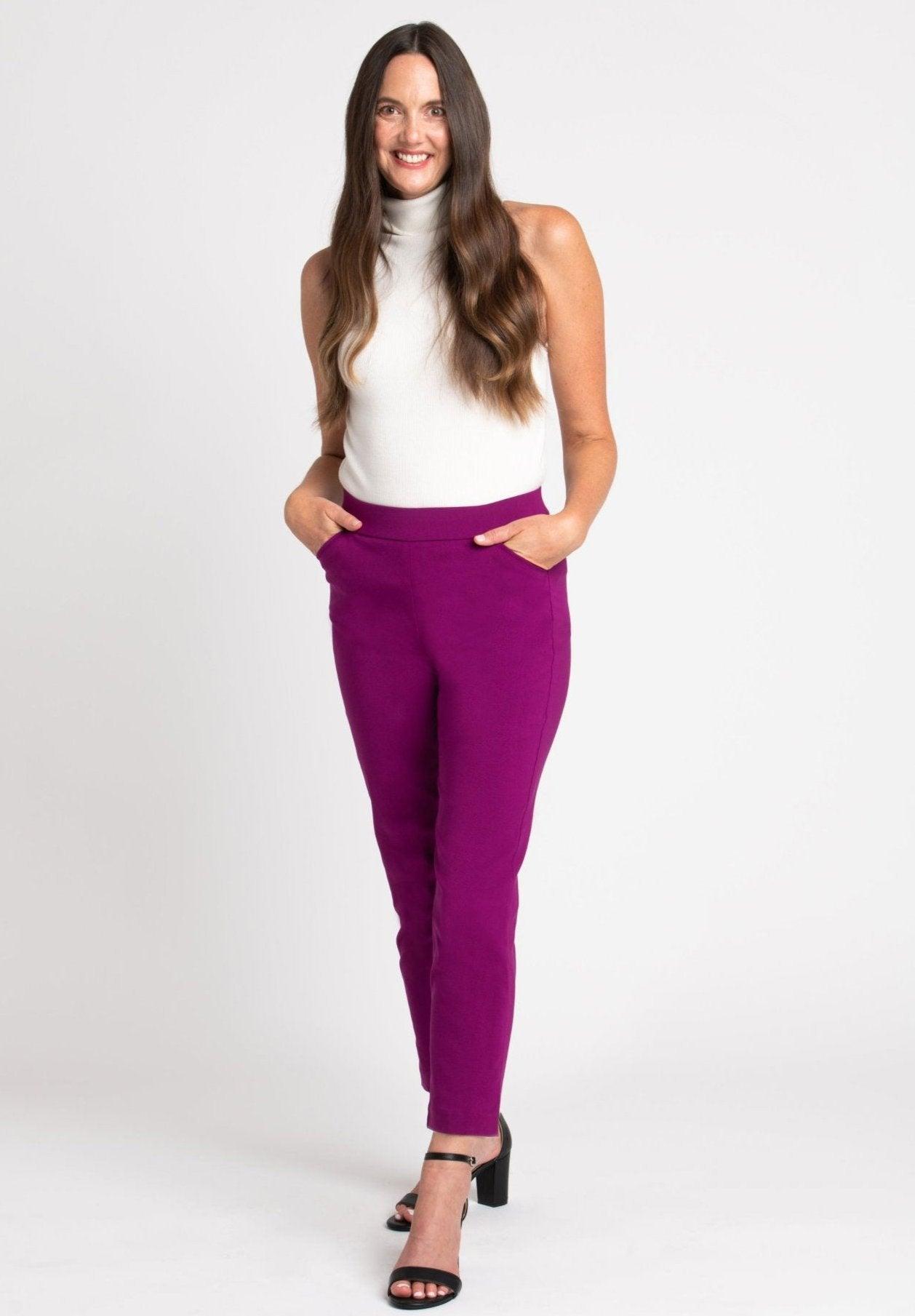 Roz & Ali™ Superstretch Magenta Pull On Ankle Pants Product Image