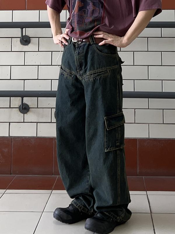 Men's Different Pocket Design Cargo Jeans Product Image