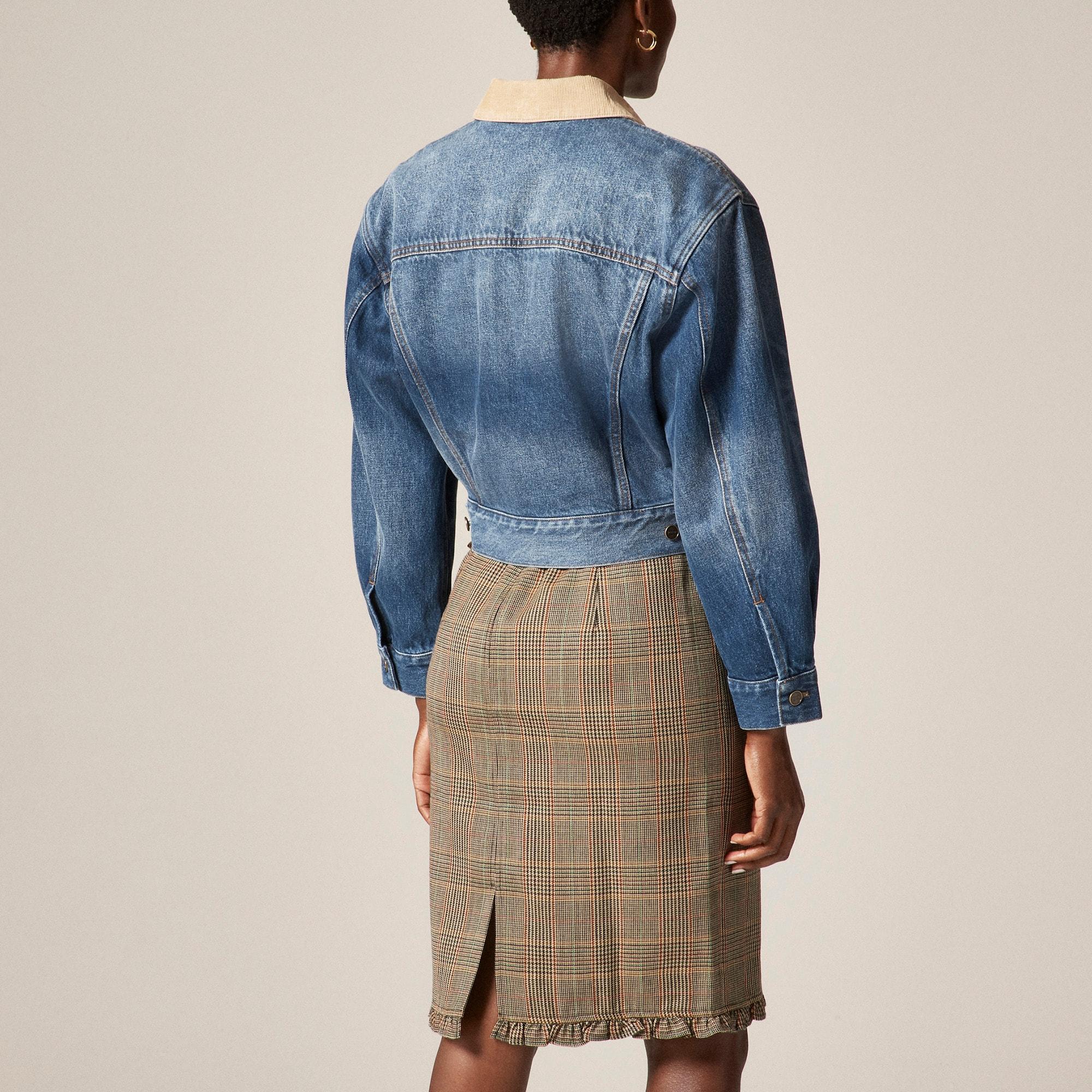 Oversized cropped trucker jacket in denim Product Image