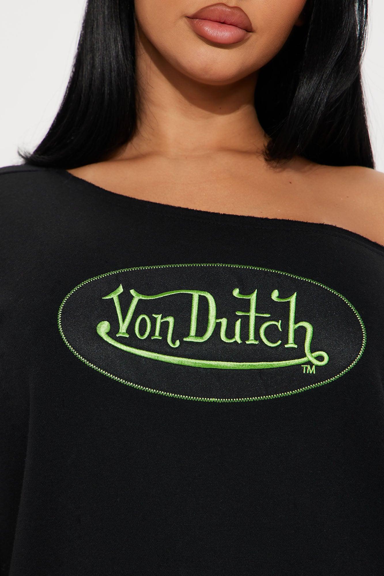 Von Dutch Off Shoulder Sweatshirt - Black Product Image
