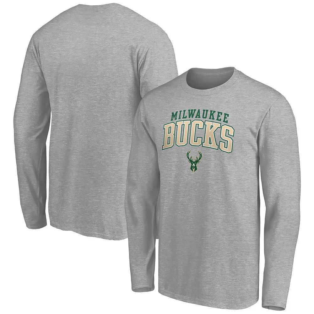Men's Fanatics Heather Gray Milwaukee Bucks Team State Pride Long Sleeve T-Shirt,  Product Image