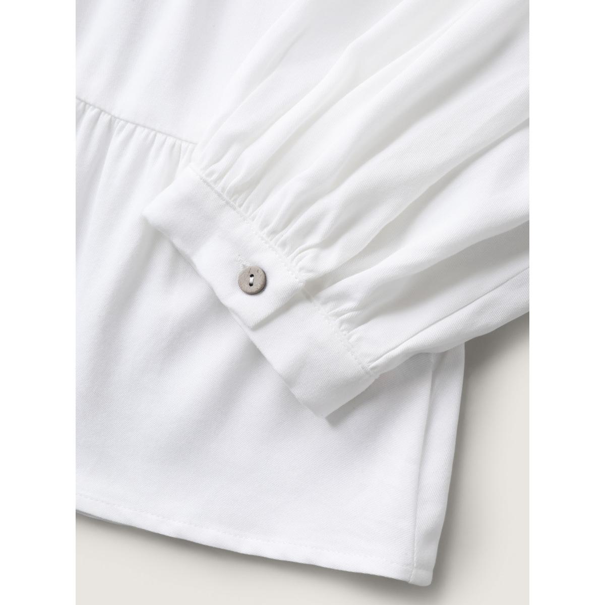 Plus Size Originalwhite Tiered Button Placket Puffy Sleeve Blouse Women Boho Extra Long Sleeve Round Neck Vacation Blouses BloomChic 18-20/2X Product Image