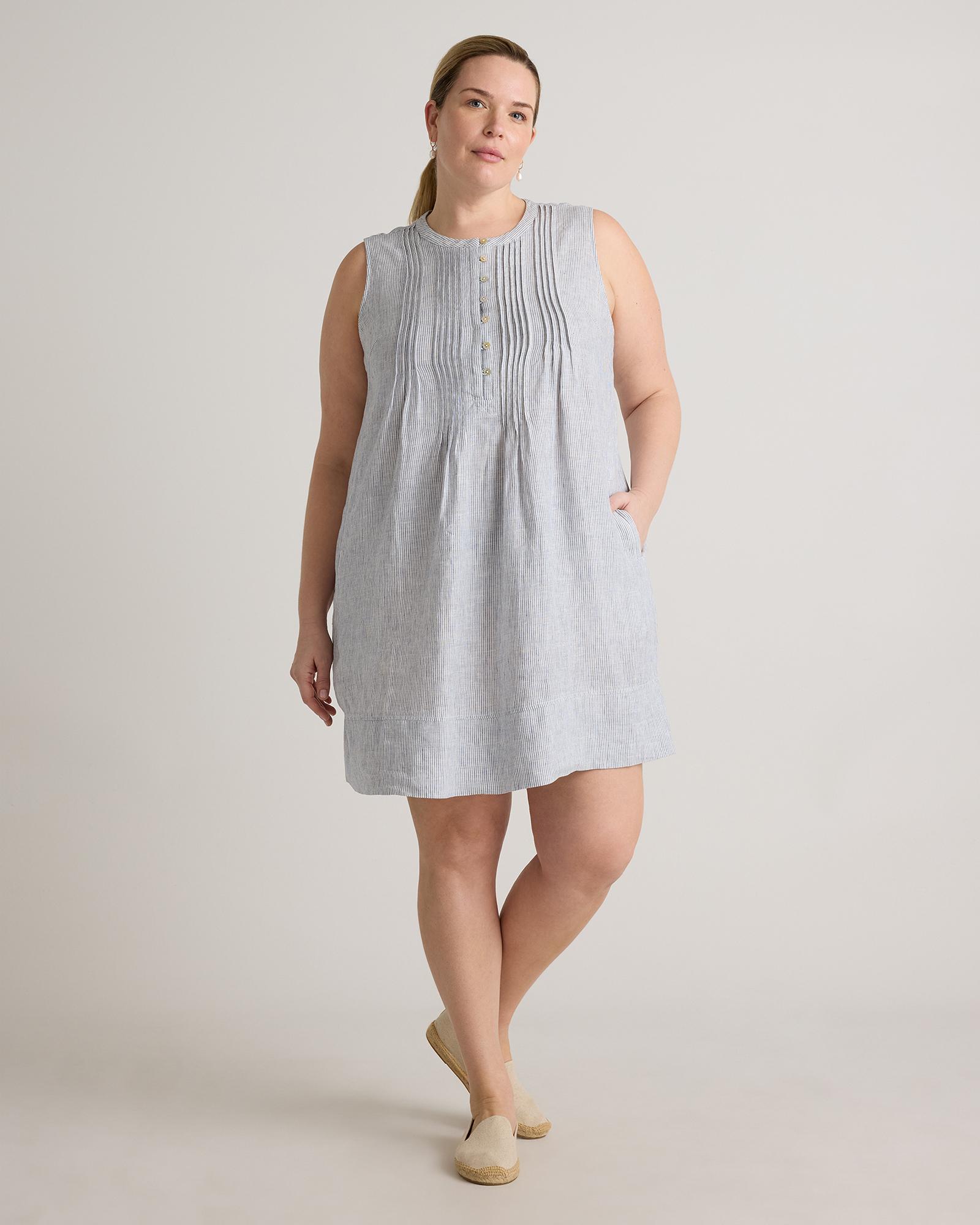 Quince | Women's 100% European Linen Sleeveless Swing Dress Product Image