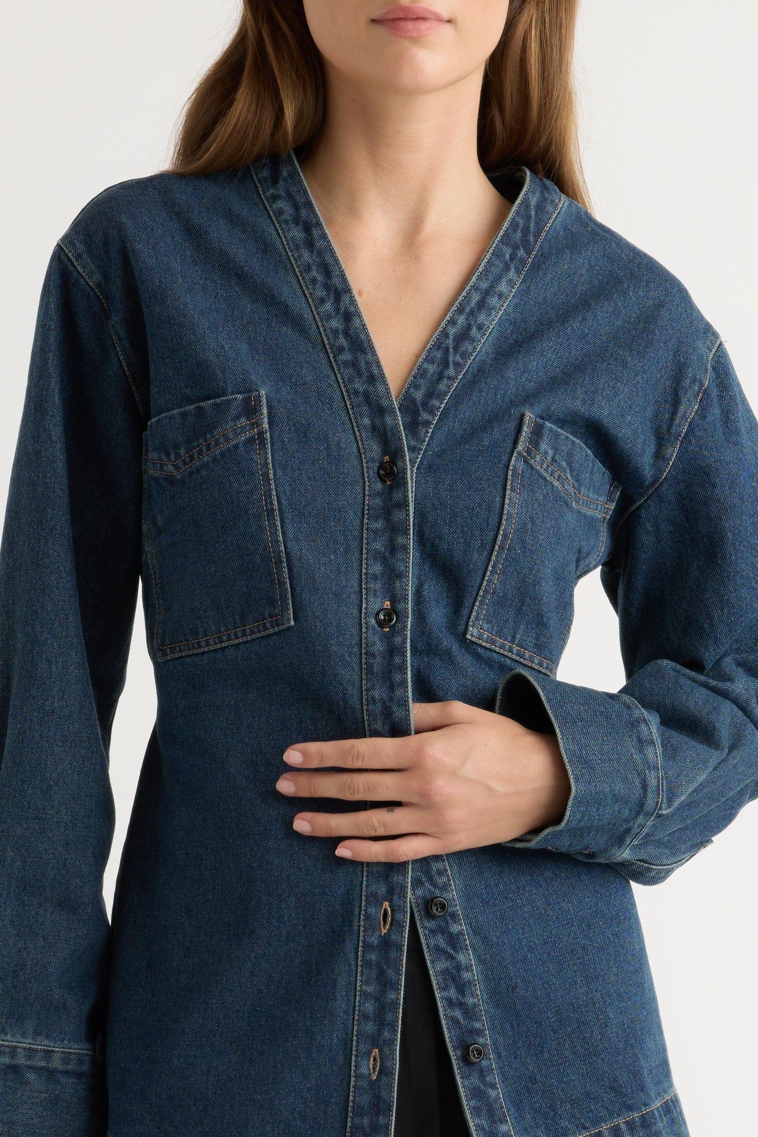 Emmett Structured-Sleeve Denim Jacket Product Image