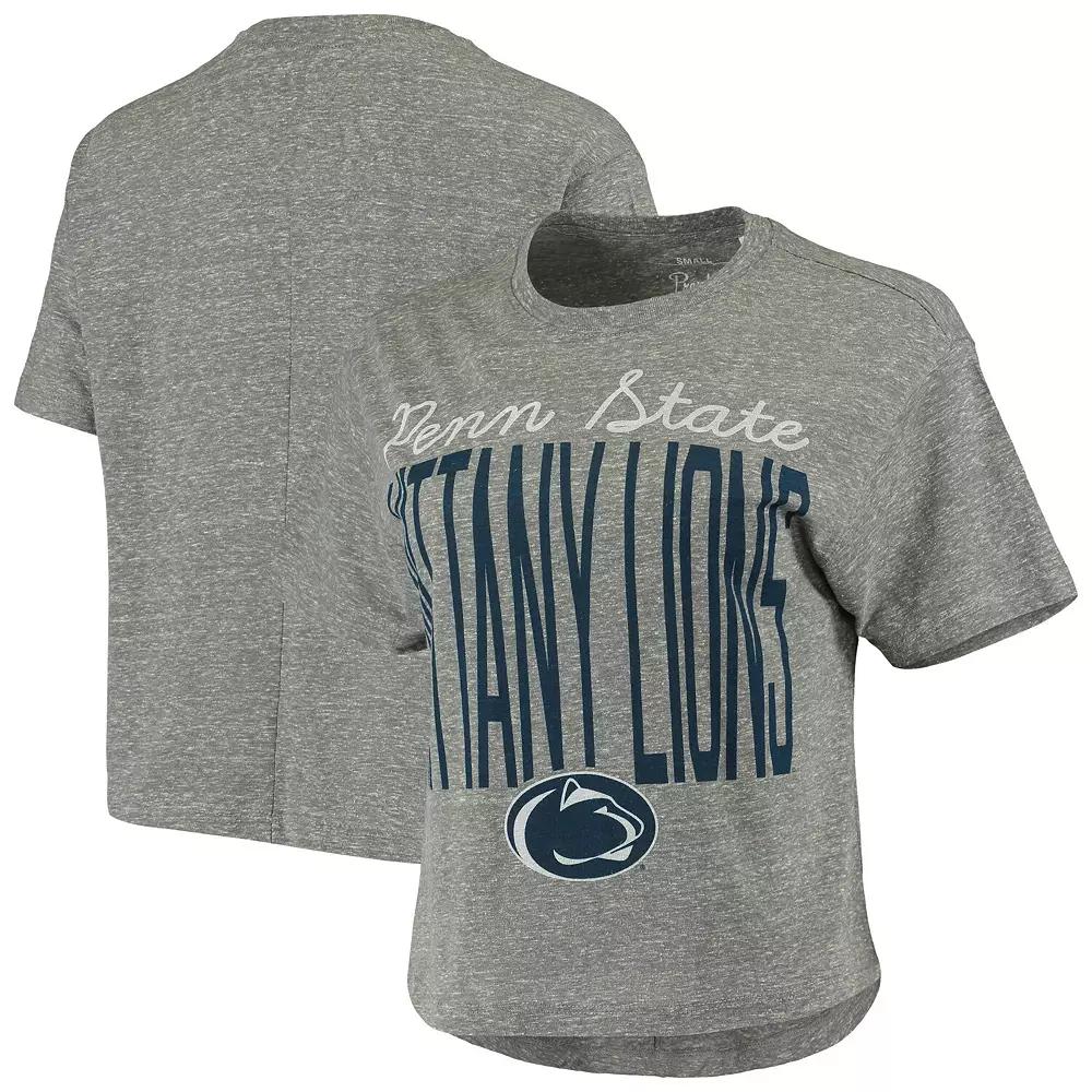 Women's Pressbox Heathered Gray Penn State Nittany Lions Sanibel Knobi Crop T-Shirt, Size: XL, Grey Product Image